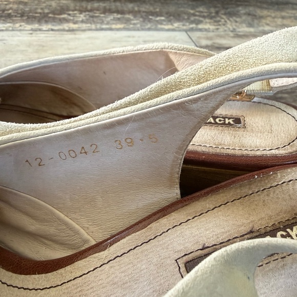 Vintage All black tan brown leather round toe sling back low heels (39.5) - Picture 2 of 8